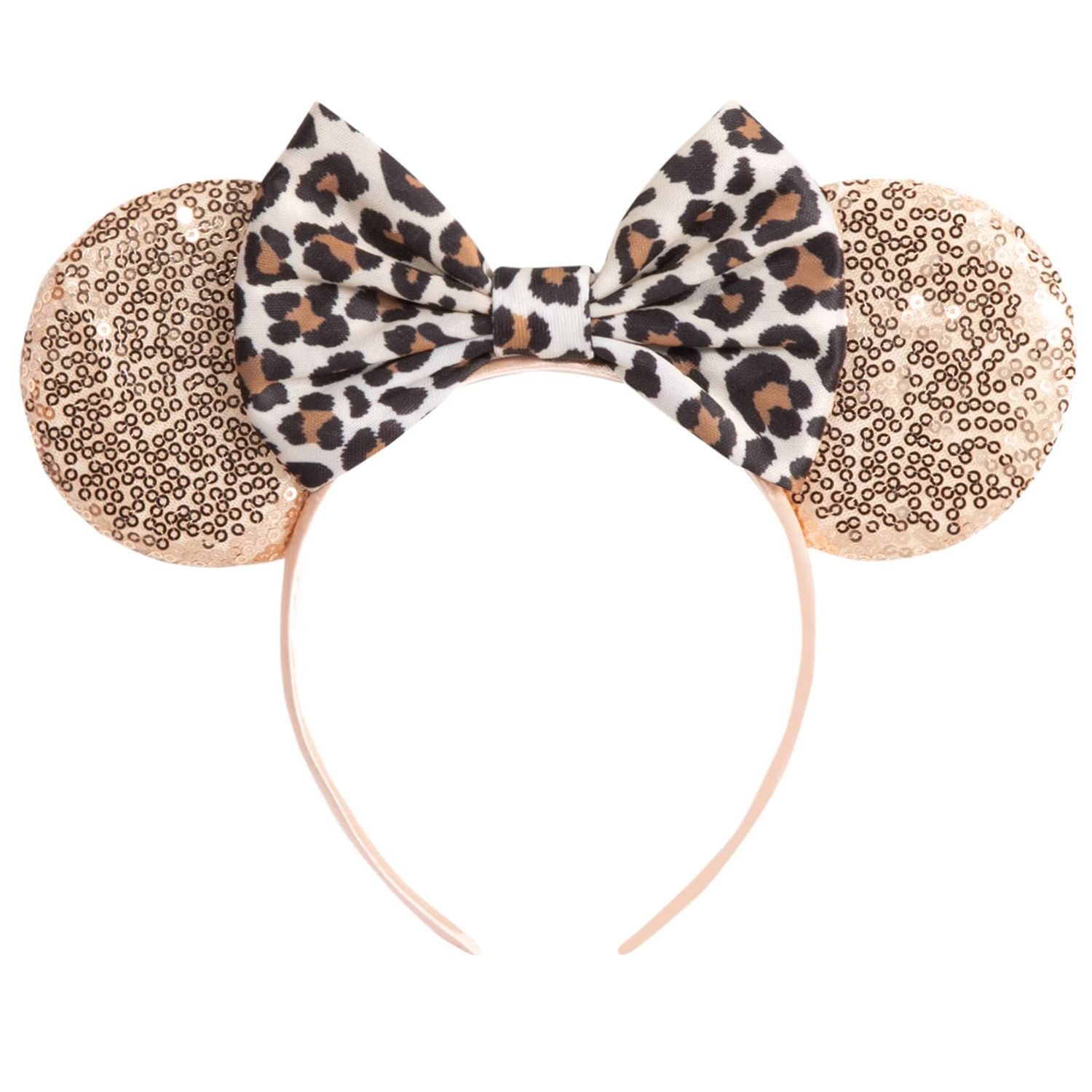 CHuangQi Mouse Ears Headband with Shiny Bow, Double-sided Sequins Glitter Hair Band, for Birthday Party Celebration &amp; Event (XC11)