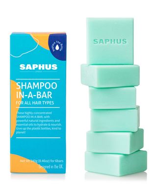 SAPHUS 6Pcs Sulfate-Free Shampoo Bars for Dandruff &amp; Oily Hair Control - Natural Solid Shampoo Soap Set (8.46oz Travel Size) - Vegan, Cruelty-Free Hair Care for Women &amp; Men - Blue