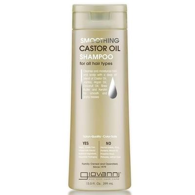 GIOVANNI Smoothing Castor Oil Shampoo  All Hair Types, Moisturize Hair &amp; Scalp, Hydrate &amp; Tame Frizz, Jojoba, Argan Oil, Coconut Oil, Shea Butter, Keratin - 13.5 oz