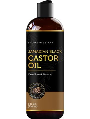 Brooklyn Botany Jamaican Black Castor Oil for Hair Growth, Eyelashes &amp; Eyebrows - 100% Pure and Natural Carrier Oil, Hair &amp; Body Oil - Massage Oil for Aromatherapy - 8 Fl Oz