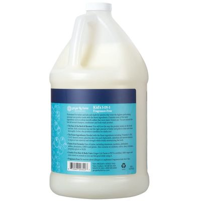 Ginger Lily Farms Botanicals Kid's 3-in-1 Shampoo, Conditioner &amp; Body Wash, Tear-Free Formula, 100% Vegan &amp; Cruelty-Free, Fragrance-Free, 1 Gallon (128 fl oz) Refill