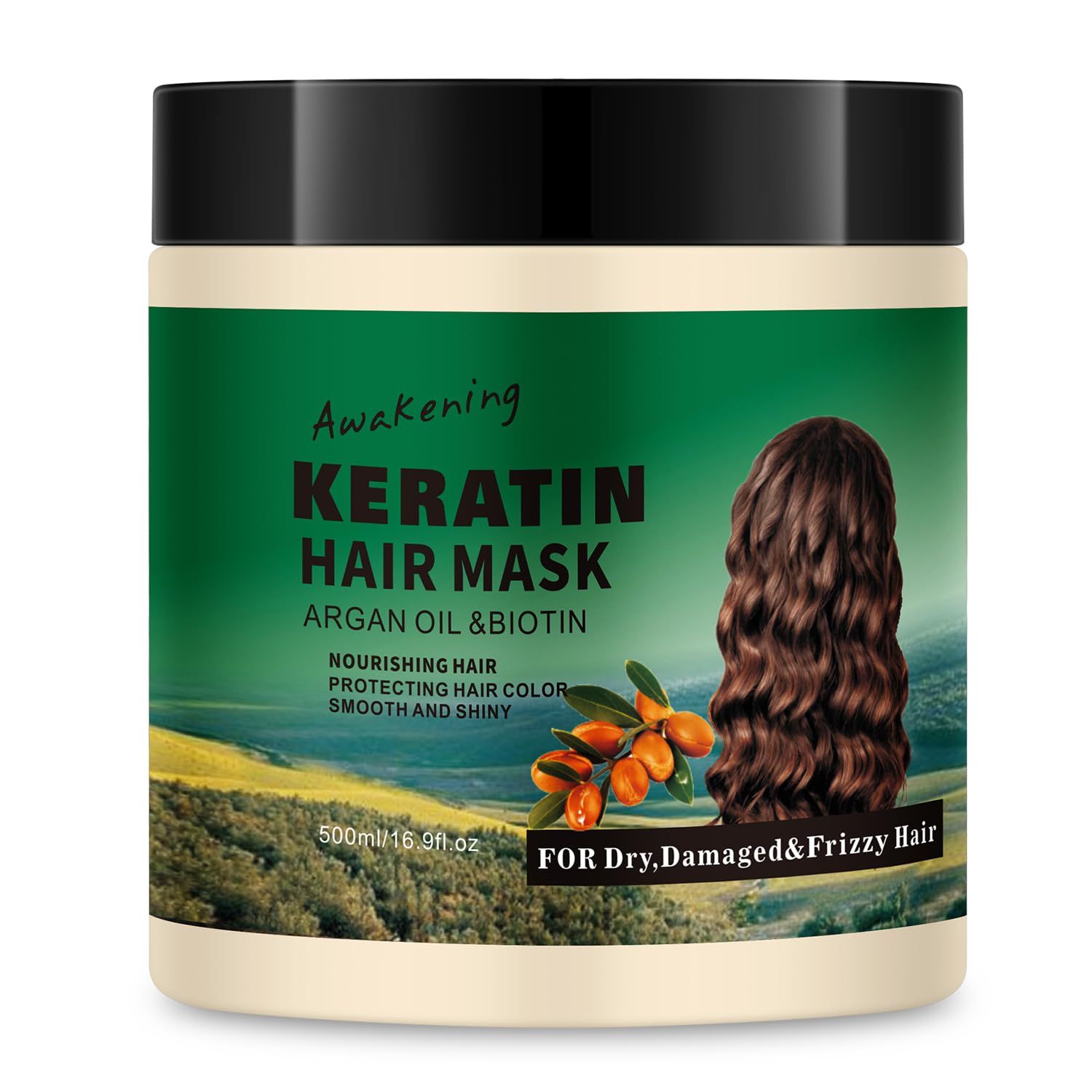 LSKINBATH 7 Day Repair Keratin Hair Mask &amp; Treatment with Argan Oil - Hydrating, Deep Repair for Dry, Frizzy, Damaged Hair - 16.9 fl oz