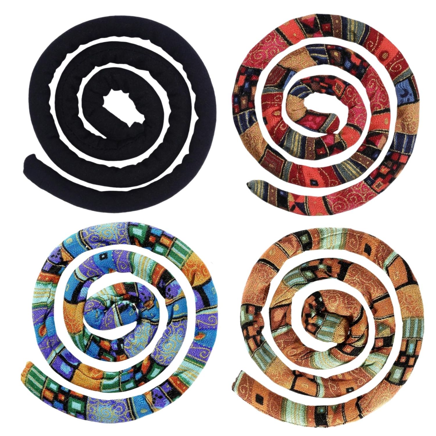 4 Pieces Spiral Lock Hair Tie for Dreadlocks - Iron Wire Embedded, Bendable Ponytail Holders - Long Dreadlock Accessory for Women &amp; Men with Thick Curly Hair