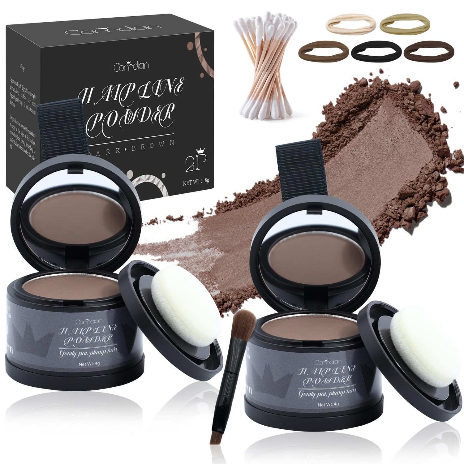 2 Pack Hairline Powder for Women and Men, Used to Root Touch Up Hair Color, Thinning and Gray Hair Coverage and Bald Spots Coverage, Medium Brown