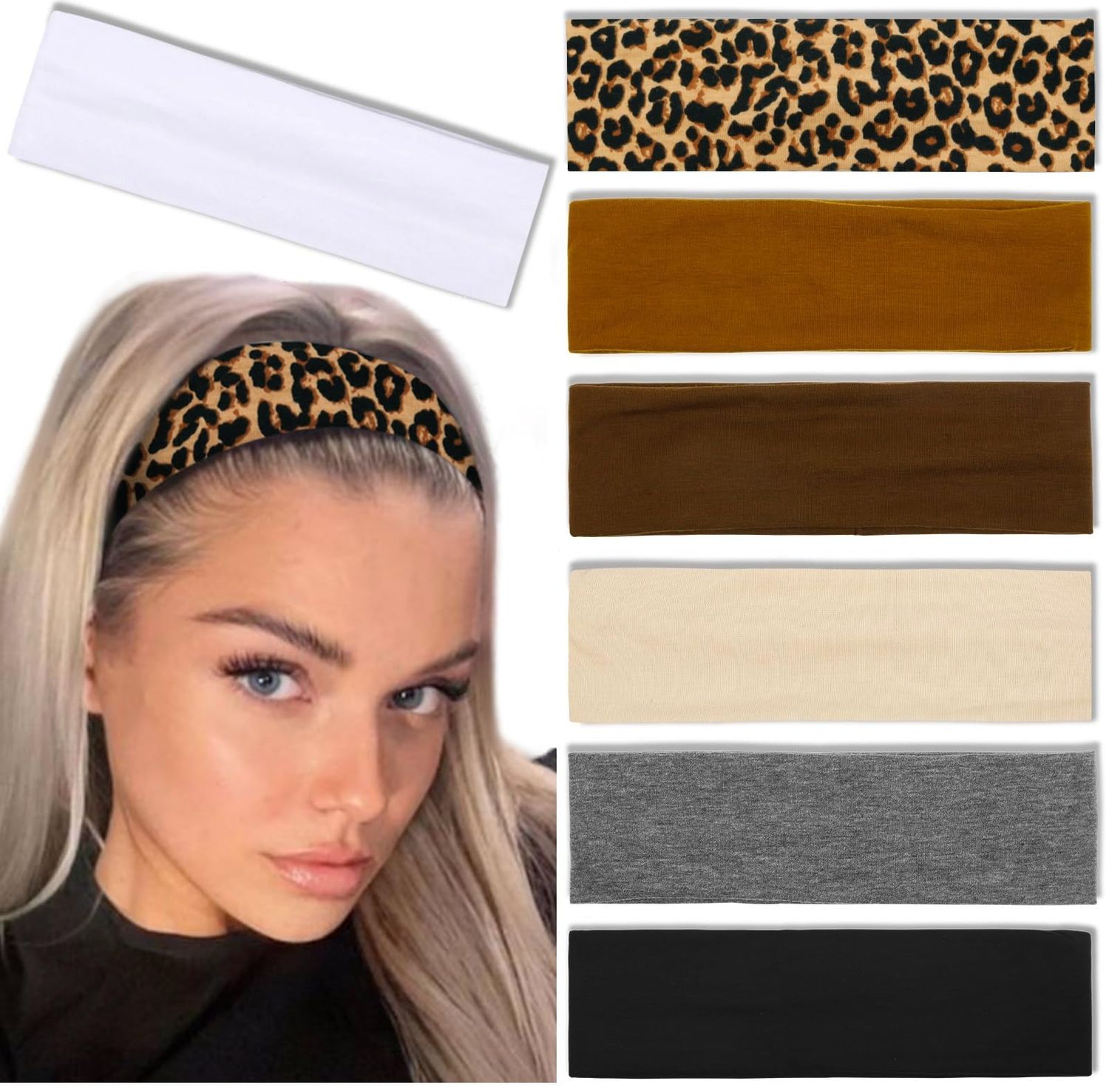 Tobeffect Headbands for Women Non Slip Trendy Womens Headbands 7PCS Elastic Hair Bands for Women&#39;s Hair Workout Sweat Head Bands Soft Thick Cotton Cloth Headband for Yoga Running Sport