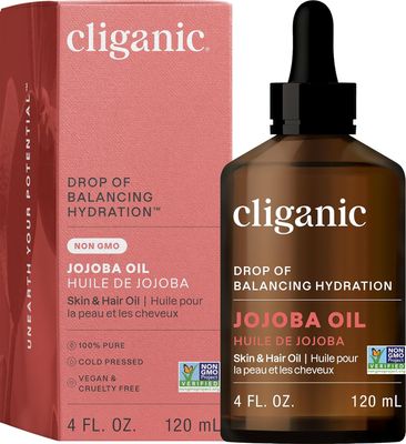 Cliganic Non-GMO Jojoba Oil for Skin, Hair &amp; Face (4oz) | 100% Pure, Natural Cold Pressed Unrefined Hexane Free (Packaging May Vary)