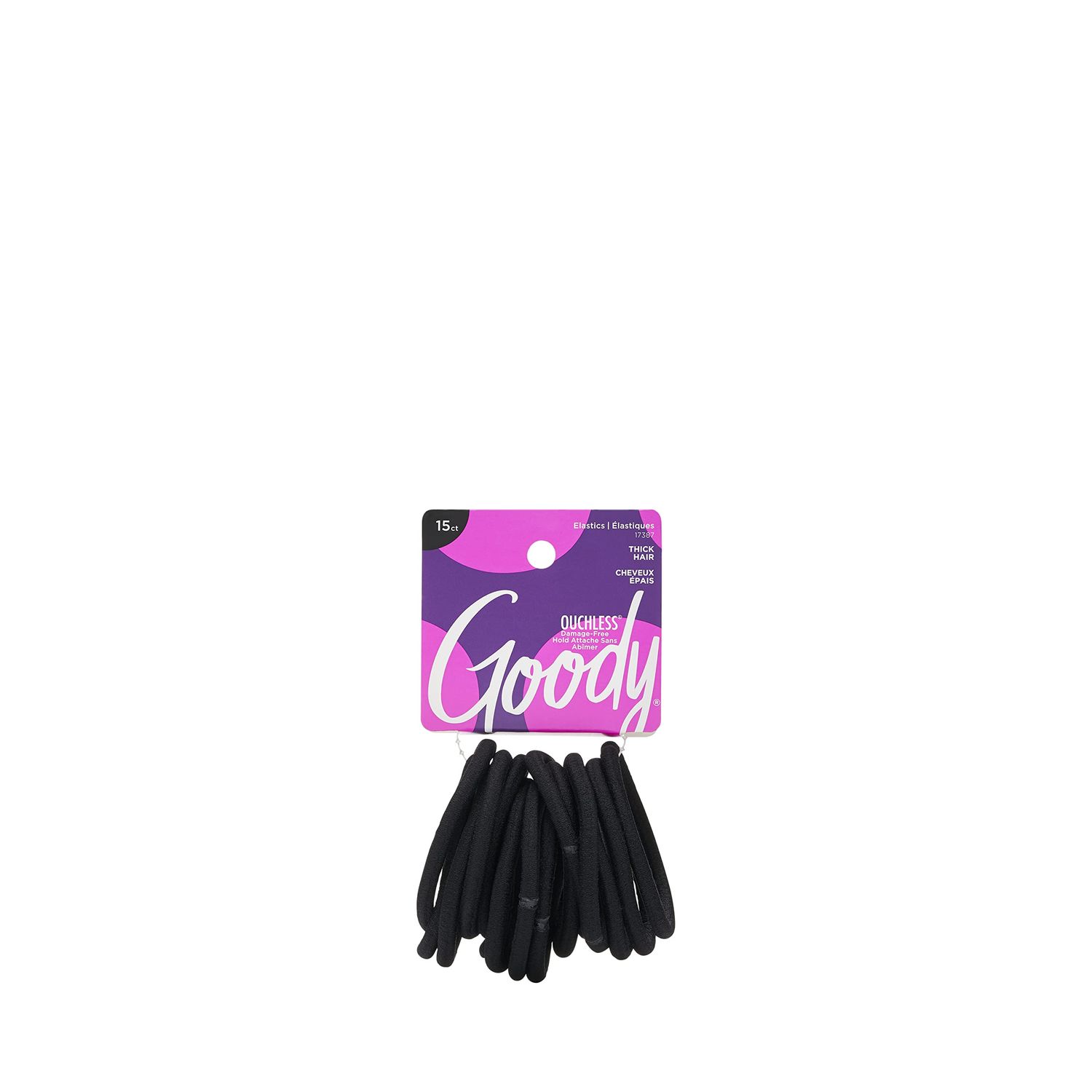 Goody Super Stretch Thick Hair Black Elastics, 15CT