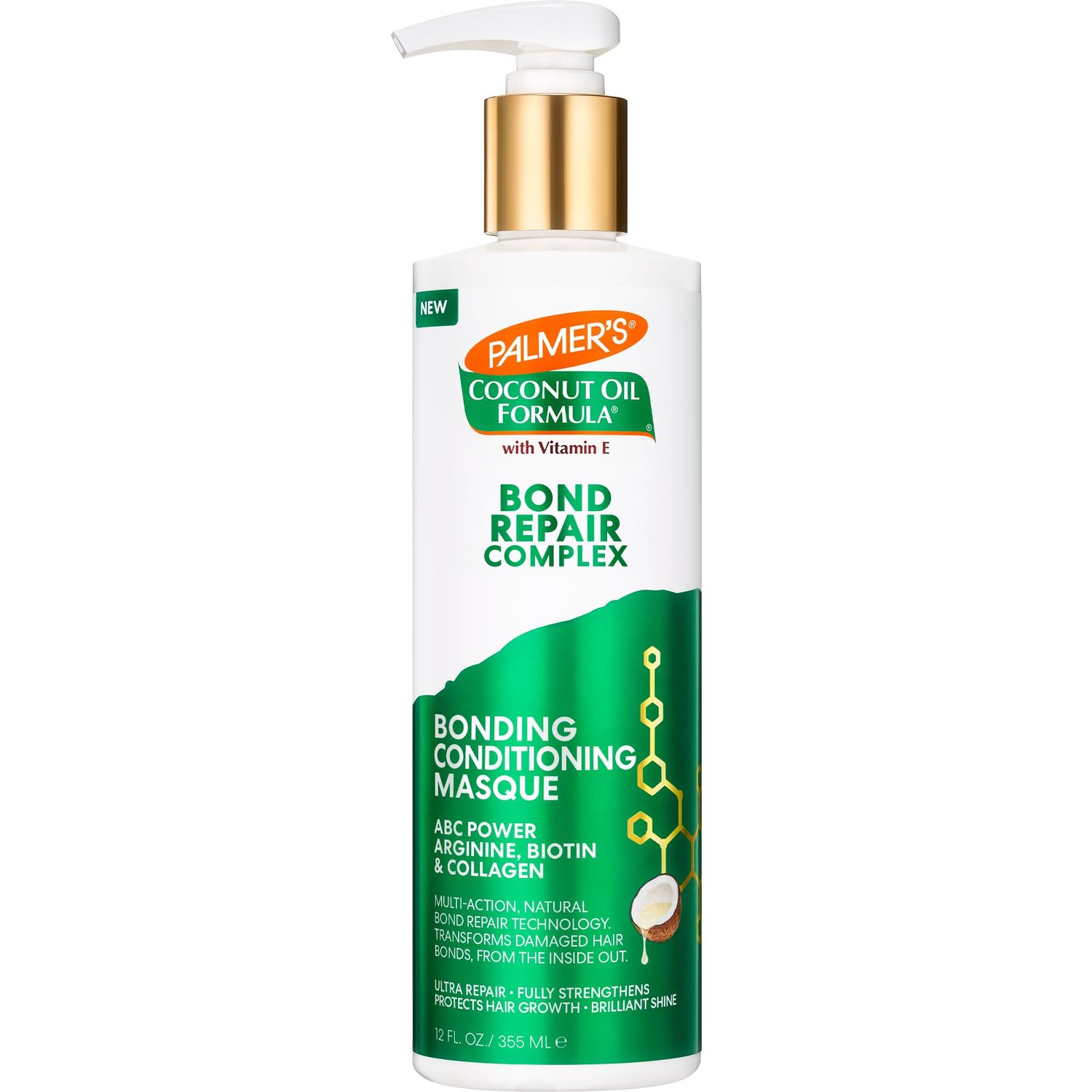 Palmer&#39;s Amino Bonding Complex Hair Mask, Intense Conditioning Masque Pack with Coconut Oil &amp; Vitamin E, Heat Protectant, Anti Frizz, Adds Shine, Protects Hair Growth, All Hair Types, 12 fl. oz bottle