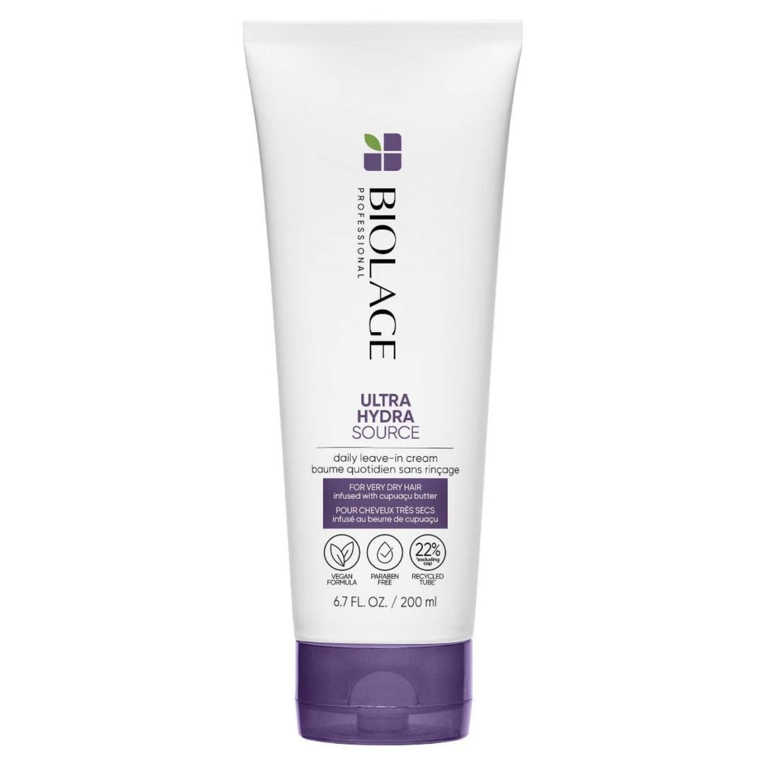 BIOLAGE Ultra Hydra Source Leave-in Cream With Cupuacu Butter - Conditions and Softens For Very Dry Hair, Vegan and Cruelty, Silicone &amp; Paraben Free, 6.7 Fl Oz