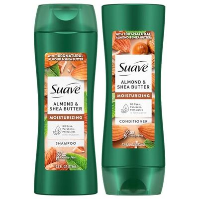 Suave Shampoo and Conditioner Set, Almond &amp; Shea Butter - Moisturizing Shampoo &amp; Conditioner, Dry Hair Treatment, Scented, 12.6 Oz Ea (2 Piece Set)