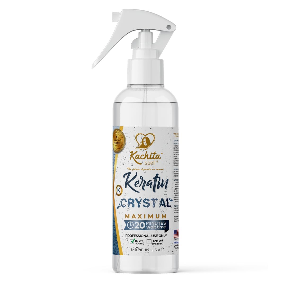 NEW Keratin Crystal Maximun Kachita Spell 20 min Express HairTreatment 16 floz long Lasting Blowout Professional Results Straightening and Smoothing Queratina Keratina (16 oz)