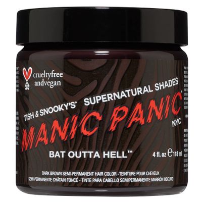 MANIC PANIC Bat Outta Hell Dark Brown Hair Dye - Supernatural - Semi Permanent Dark Espresso Brown Hair Color For Women And Men - Vegan, PPD &amp; Ammonia Free (4oz)