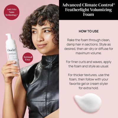 Ouidad Advanced Climate Control Volumizing Foam - 7 fl oz, Lightweight Hair Styling Foam, Anti-Frizz Nano Technology, Adds Volume, Fights Frizz &amp; Defines Curls, Crunch-free Hold, For All Curl Types