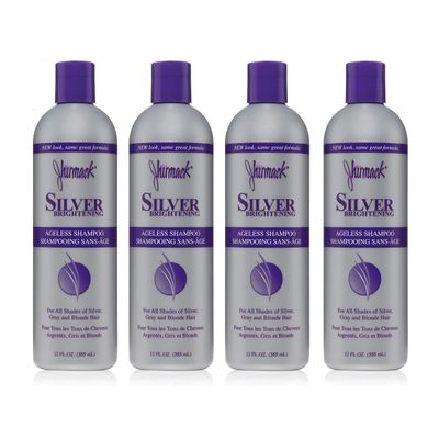 Jhirmack Silver Brightening Purple Shampoo Set of 4 for all types of silver, grey, and blonde hair