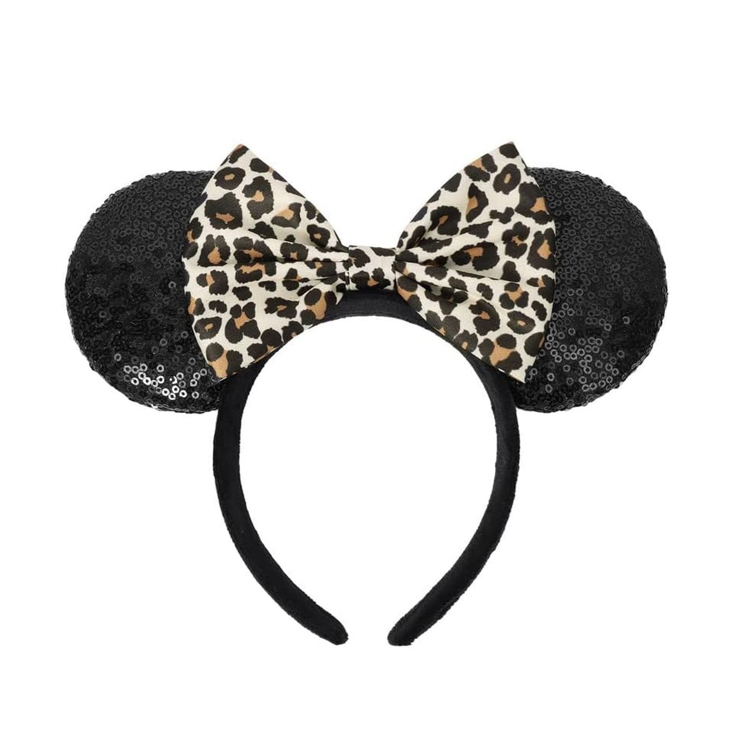 ASHONE Mouse Ears Headbands for Women Groups Mouse Ears Shiny Bows for Birthday Themed Events Accessories Party (Leopard, 1 Count (Pack of 1))