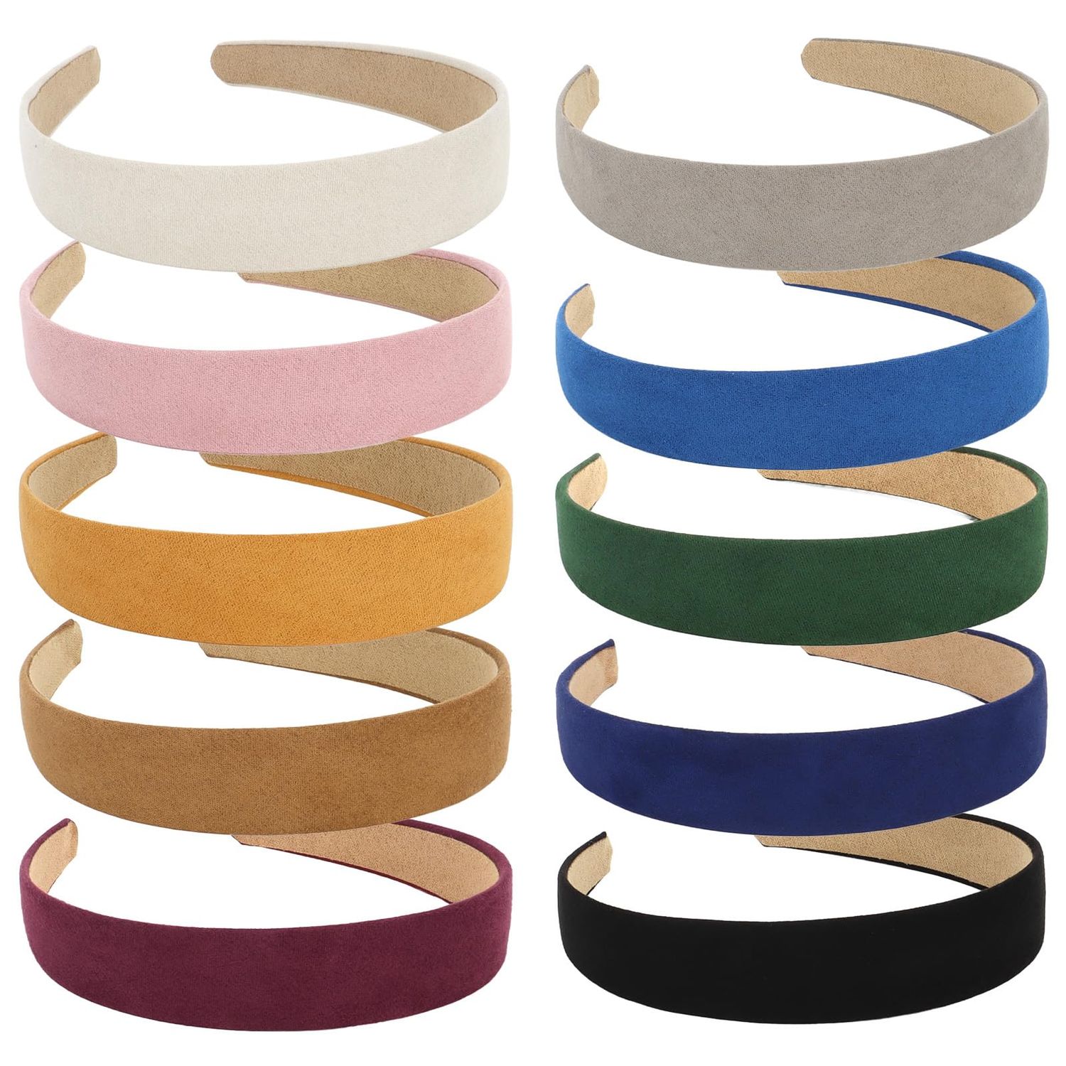 Wecoe 10pcs Headbands for Women Suede Like Headbands 1 Inch Wide Headbands Red White Black Pink Purple Blue Green Headband Non Slip Fashion Costume Hair Accessories Women Girls Diademas Para Mujer