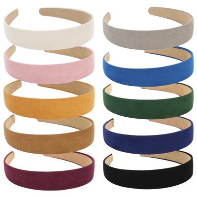 Wecoe 10pcs Headbands for Women Suede Like Headbands 1 Inch Wide Headbands Red White Black Pink Purple Blue Green Headband Non Slip Fashion Costume Hair Accessories Women Girls Diademas Para Mujer