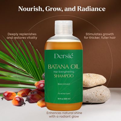 Batana Oil Shampoo for Hair Growth: Batana Shampoo for Hair Loss and Thinning Hair - Infused with Biotin and Rosemary Oil - Hair Growth Shampoo for Women &amp; Men - Sulfate Free &amp; Paraben Free (10 FL OZ)