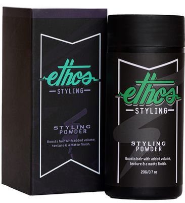 Ethos Styling Texture Powder - Texturizing &amp; Mattifying Hair Powder for Men - Grooming, Volumizing &amp; Hair Styling Products for Extra Volume, Control &amp; Strong All-Day Grip - Matte, Wavy Finish - 20g