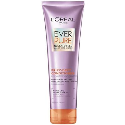 L&#39;Oreal Paris Sulfate Free Frizz Defy Conditioner, Frizz Control Hair Care with Marula Oil, EverPure, 8.5 Fl Oz (Packaging May Vary)