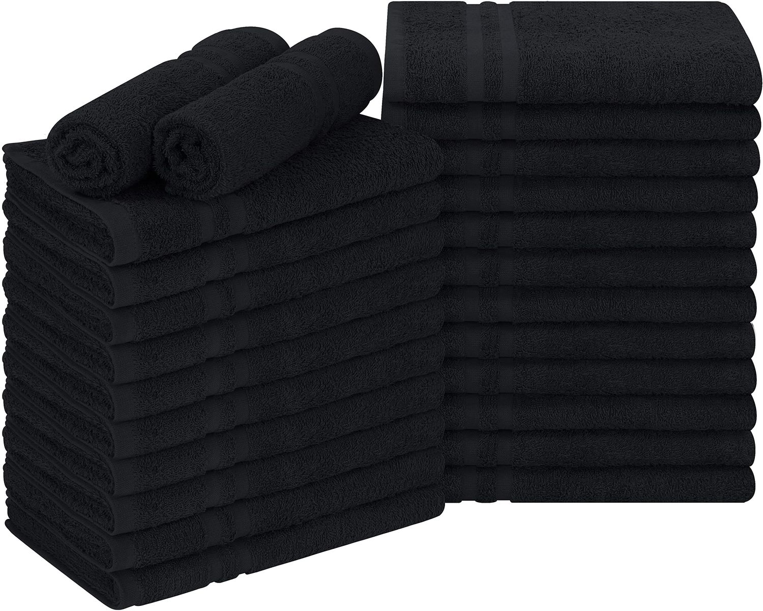 Utopia Towels Cotton Bleach Proof Salon Towel 16 by 27 inches, Bleach Safe Gym 100% Cotton Hand Towel, 24 Pack, Black
