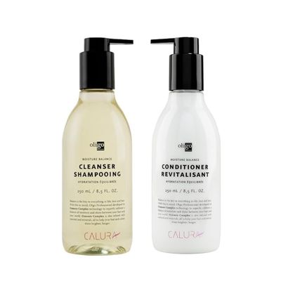 Oligo Professionnel - Calura Moisture Balance Cleanser &amp; Conditioner - Sulfate free - Vegan - Paraben free - Color safe - Shine - Hydrating formula for dry hair - 8.5oz DUO BUNDLE