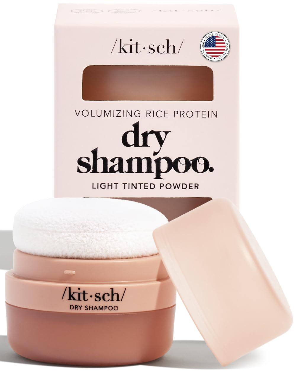 Kitsch Dry Shampoo Powder with Rice Protein for Women &amp; Men - Unscented, Volumizing, No White Cast,Organic, Paraben Free &amp; Benzene Free, Non Aerosol for Oily and Light Hair, Travel Size - 8g