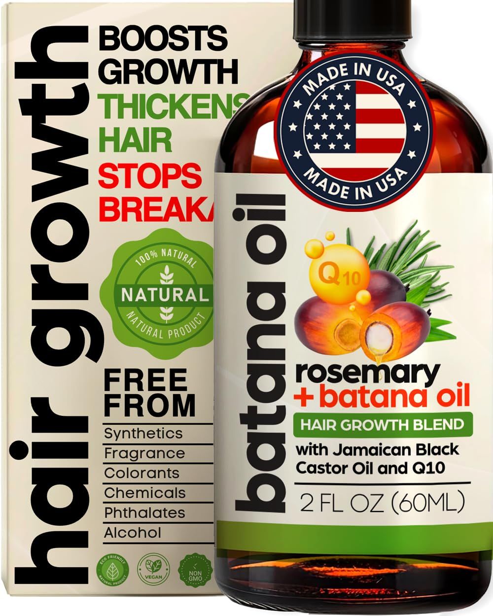 Batana Oil for Hair Growth - 100% Pure, Organic, Cold-Pressed, Unrefined from Honduras by Dr. Sebi - Natural, Vegan for Strong Roots and Thick Hair - Wild Growth for Hair, 2oz