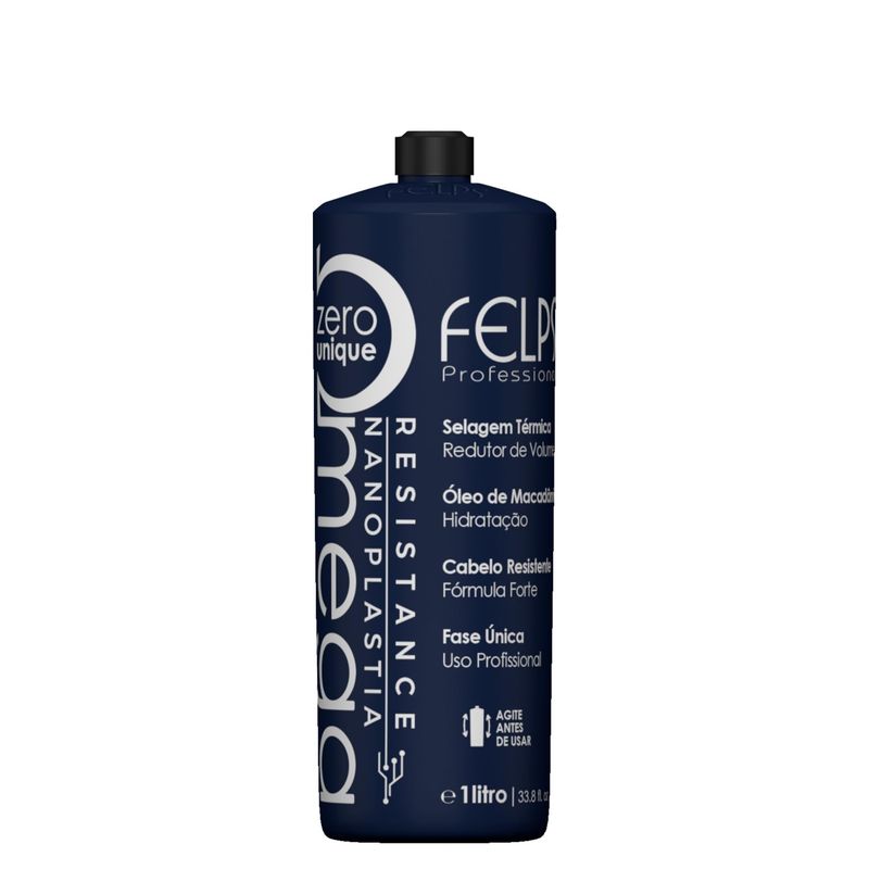 Felps Professional Omega - Thermal Sealing and Zero Unique Nanoplasty - Straightening &amp; Smoothing Hair Treatment - Brazilian Keratin Blowout - Formaldehyde Free 1L/33.81oz