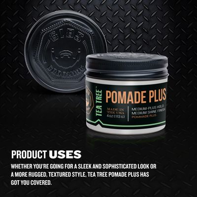 GIBS Tea Tree Pomade Plus, Medium-Plus Hold with Medium to High Shine, Clean ingredients and Made in USA, 4 oz