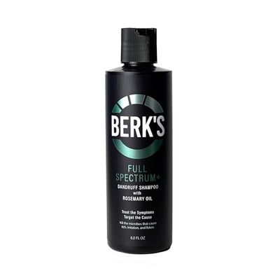 Berk&#39;s Full Spectrum Dandruff Shampoo with Coal Tar, Salicylic Acid, Sulfur, and Rosemary Oil, 8 Fl Oz