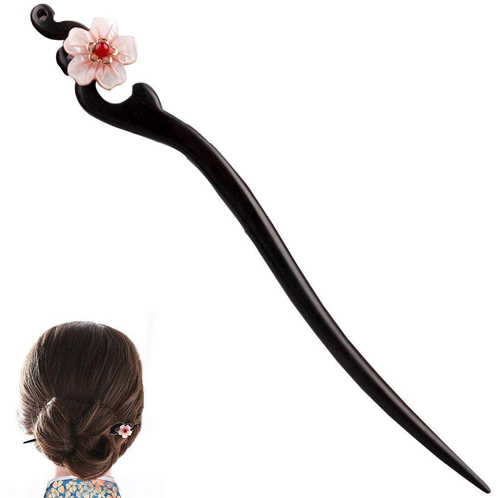 Women Girl&#39;s Hair Stick Wooden Handmade Hair Accessories,Chinese Retro Hairpins Flower Decor Model B