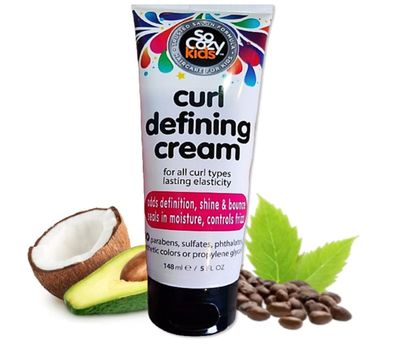 So Cozy Curl Defining Cream (5 Fl Oz) Kids Curl Cream for Curly Hair, Adds Definition, Shine &amp; Bounce, Hair Cream for Wavy, Coily and Curly Hair, Enriched with Vitamins, Castor Seed, &amp; Avocado Oil