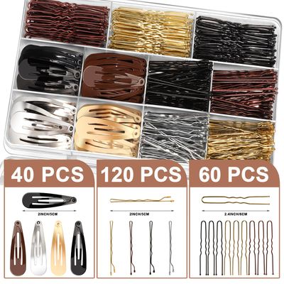 YGDZ Bobby Pins Set, Hair Pins, Hair Clips Kit, 2Inch Bobby Pins Brown Hair, Black, Blonde Hair, U Shaped Hair Pins for Buns, French Pins, Snap Hair Clips, Hair Barrettes, Hair Accessories for Women