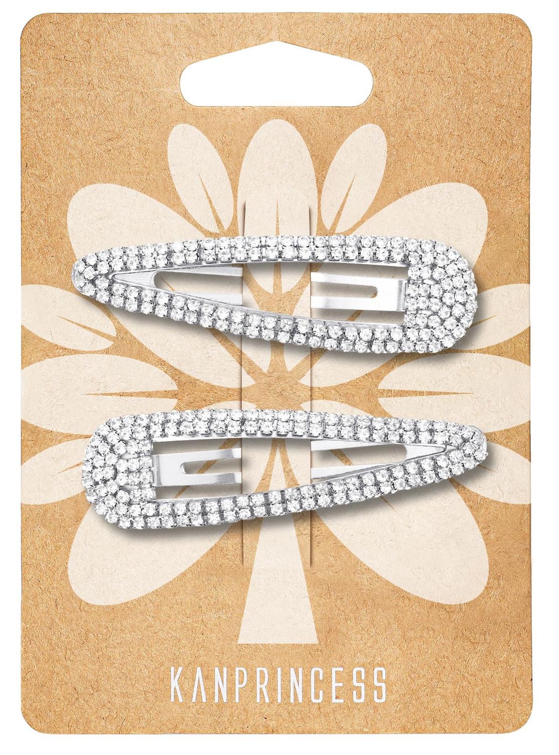 KANPRINCESS Hair Clip, 2Pcs 2.4Inch Rhinestone, Silver, Hair Barrettes for Women Girls Bridal, Wedding, Party, Prom