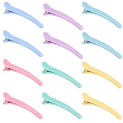Rioa Hair Clips - 12 Pack Multicolor Plastic Duck Teeth Clips for Women&#39;s Styling and Sectioning. Non-slip for Thick &amp; Thin Hair - Professional Salon Quality