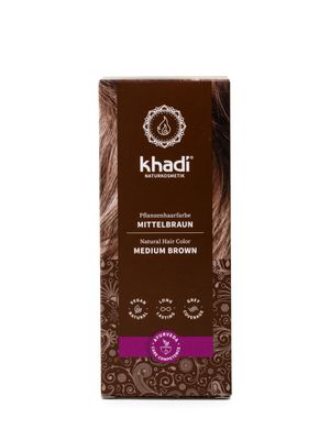 khadi Ayurvedic Natural Hair Color, 100% herbal, vegan, PPD &amp; chemical free, certified natural cosmetics for healthy hair (MEDIUM BROWN, 1 Pack (1 x 3.5oz))