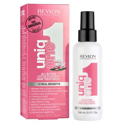REVLON PROFESSIONAL UniqOne Hair Treatment, Moisturizing Leave-In Product, Repair For Dry and Damaged Hair, Promotes Healthy Hair, Lotus Flower Fragrance, 5.1 Fl Oz (Pack of 1)
