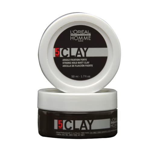 L&#39;Oreal Professionnel Mens Styling Clay - For All Hair Types, Provides Strong Hold and Matte Finish