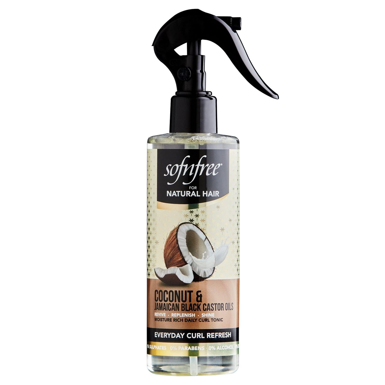 Sofn&#39;free Coconut &amp; Jamaican Black Castor Oil Everyday Curl Refresher Spray - Volumizer and Moisturizer for Styling Dry, Coily or Curly Hair, 8.12 Fl Oz (Pack of 1)
