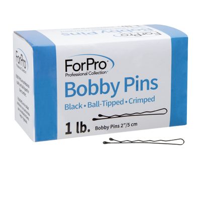 ForPro Professional Collection Bobby Pins (400-Count Approx), Black, 2&quot; L, Ball-Tipped, Crimped, Non-Slip, Non-Damaging, 1 Lb.
