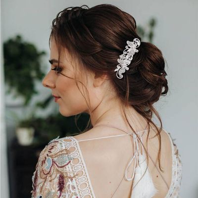 Cinaci 40 Pack Shinning Silver Rhinestone Butterfly Leaf Flower Bridal Hair Side Combs+U-shaped &amp; Twist Hair Pins Clips Barrettes Wedding Headpieces Accessories for Women Girls Brides Bridesmaids
