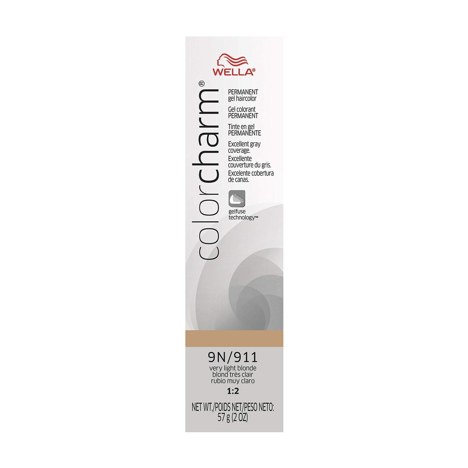 WELLA colorcharm Permanent Gel Haircolor, With Long Lasting Gelfus Technology, For Gray Coverage, 9N/911 Very Light Blonde, 2 oz