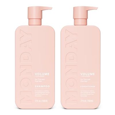 MONDAY HAIRCARE Volume Shampoo + Conditioner Set (2 Pack) 27oz Each for Thin, Fine, and Oily Hair, Made from Coconut Oil, Ginger Extract, &amp; Vitamin E, 100% Recyclable Bottles