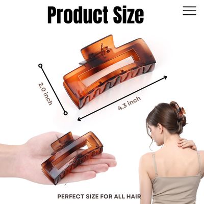 12 Pcs Large Square Hair Claw Clips for Women, 4.3-Inch Matte Rectangle Claw, Strong Hold Non-slip Hair Clips for Thick &amp; Thin Hair