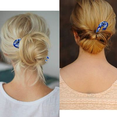 HYFEEL French Hair Forks Tortoise Shell U Shape Updo Hair Pins Clips for Thin Thick Hair, 4.3 inch Classic Cellulose Acetate 2 Prong Bun Hair Sticks Chignon Women Vintage Hairstyle Accessories, 3 Pack