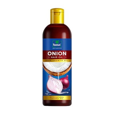 Parachute Advansed Onion Hair Oil with Natural Coconut Oil &amp; Vitamin E, 6.7 Fl.oz. - For Longer, Stronger, Healthier Hair, Promotes Growth, Hair Fall Control, All Hair Types, Blue