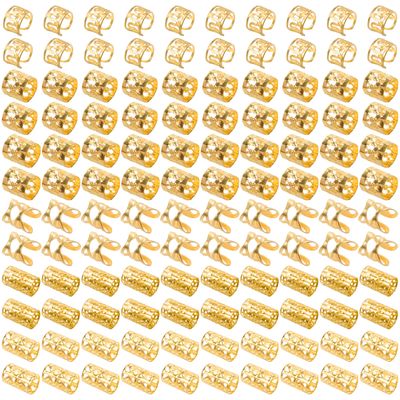 Ryalan 120 PCS Gold Dreadlock Beads Hair Jewelry Braids Accessories for Goddess Locs Crochet Passion Twist Hair Rings Soft Metal Adjustable Braiding Cuffs (120Pcs, Gold)