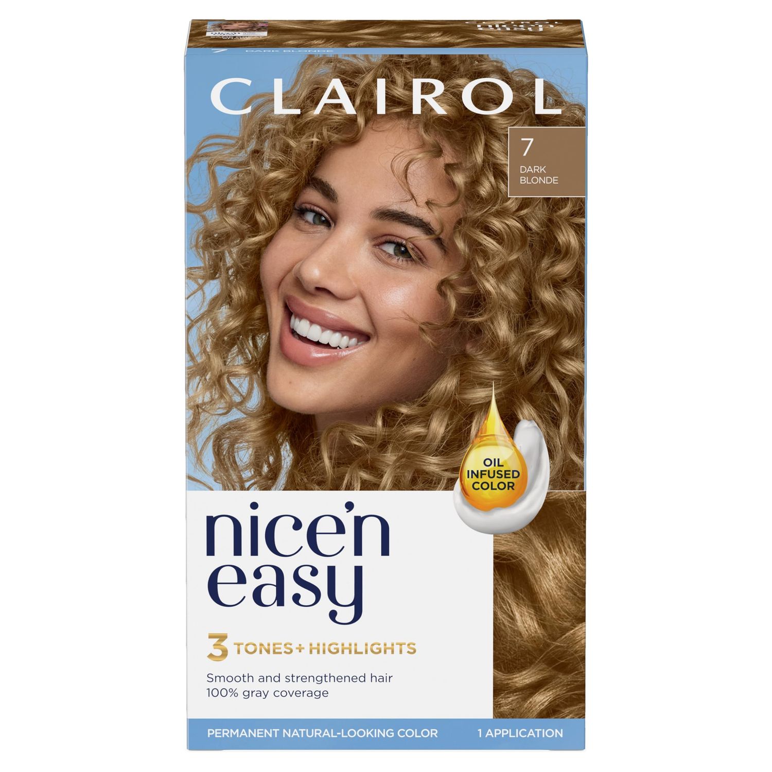 Clairol Nice&#39;n Easy Permanent Hair Dye, 7 Dark Blonde Hair Color, Pack of 1