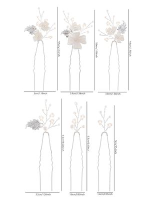 SELFCLOUD Handmade Pearl Bridal Wedding Hair Pins 6Pcs White Flower Gold Leaf Pearls Clips Bridal Hair Accessories for Women Brides Bridesmaid
